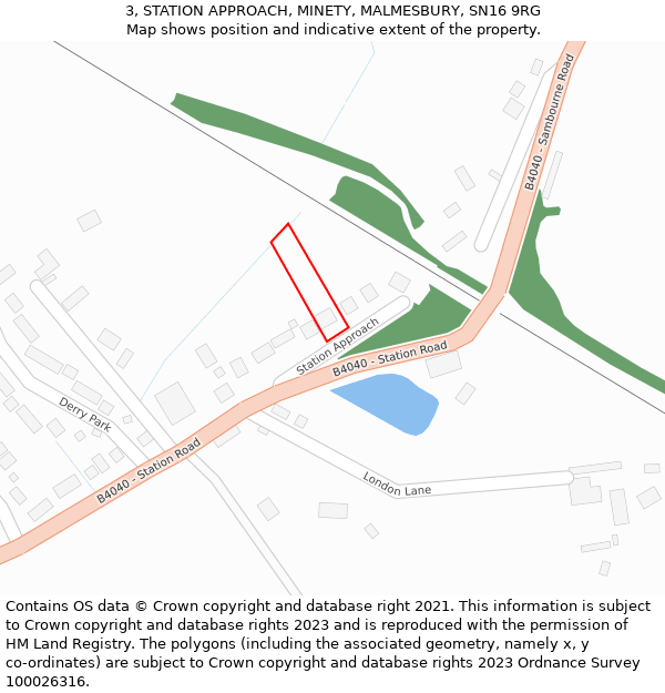 3, STATION APPROACH, MINETY, MALMESBURY, SN16 9RG: Location map and indicative extent of plot