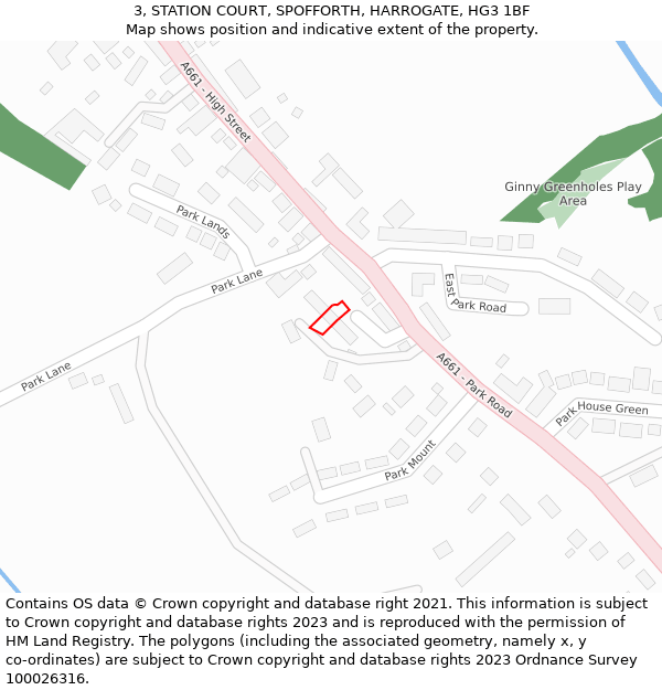 3, STATION COURT, SPOFFORTH, HARROGATE, HG3 1BF: Location map and indicative extent of plot