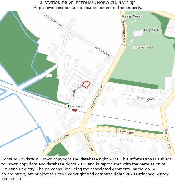 3, STATION DRIVE, REEDHAM, NORWICH, NR13 3JF: Location map and indicative extent of plot