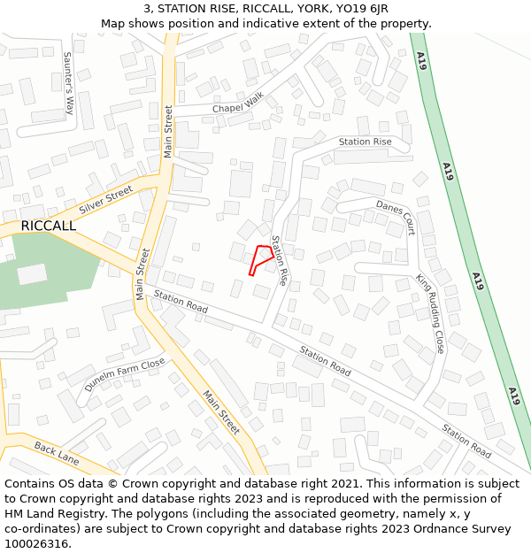 3, STATION RISE, RICCALL, YORK, YO19 6JR: Location map and indicative extent of plot