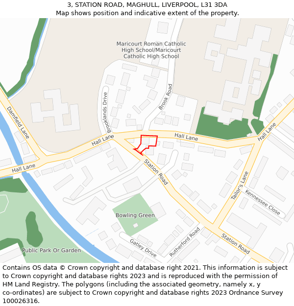 3, STATION ROAD, MAGHULL, LIVERPOOL, L31 3DA: Location map and indicative extent of plot