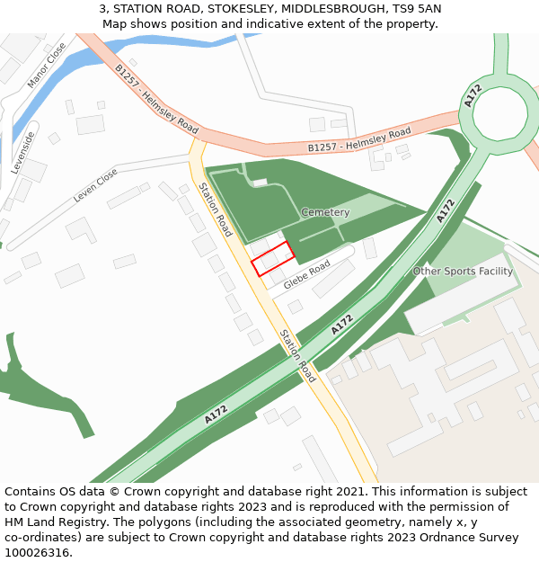 3, STATION ROAD, STOKESLEY, MIDDLESBROUGH, TS9 5AN: Location map and indicative extent of plot