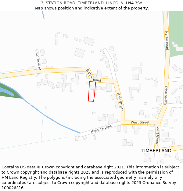 3, STATION ROAD, TIMBERLAND, LINCOLN, LN4 3SA: Location map and indicative extent of plot