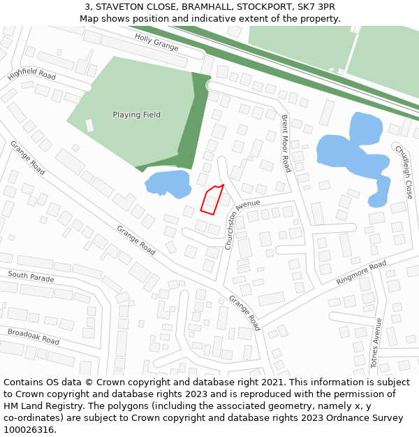 3, STAVETON CLOSE, BRAMHALL, STOCKPORT, SK7 3PR: Location map and indicative extent of plot