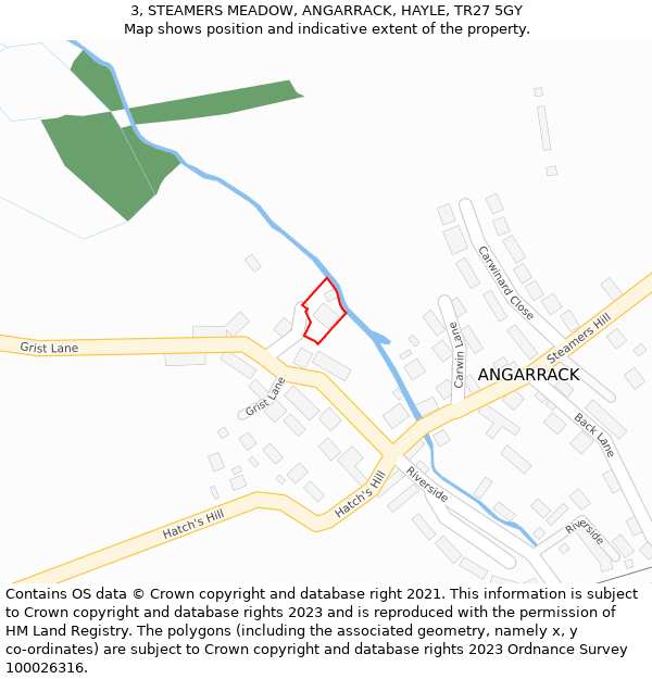 3, STEAMERS MEADOW, ANGARRACK, HAYLE, TR27 5GY: Location map and indicative extent of plot