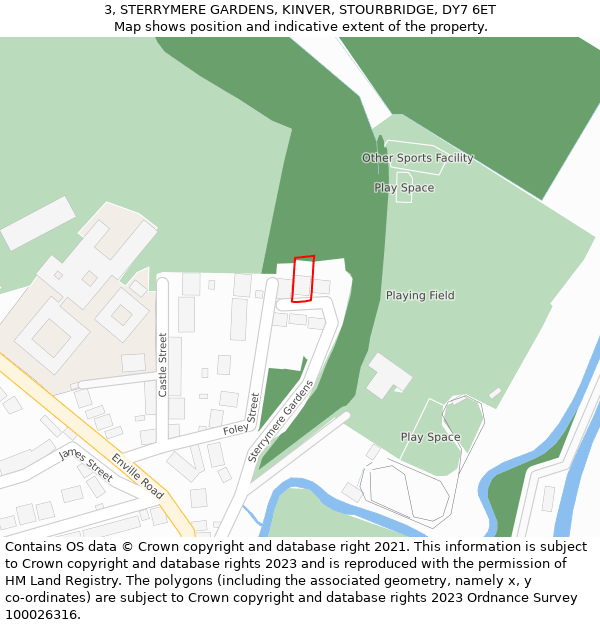 3, STERRYMERE GARDENS, KINVER, STOURBRIDGE, DY7 6ET: Location map and indicative extent of plot