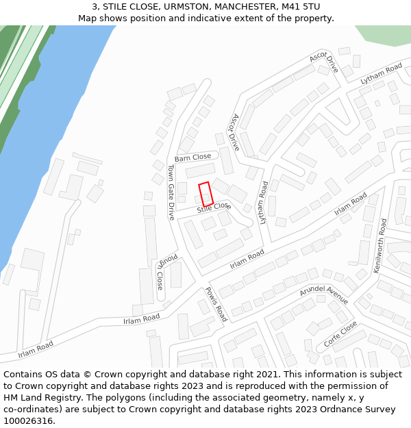 3, STILE CLOSE, URMSTON, MANCHESTER, M41 5TU: Location map and indicative extent of plot