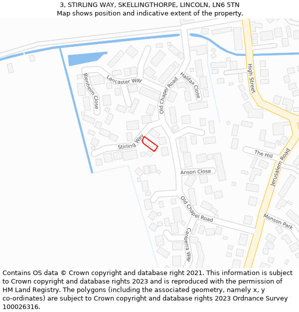 3, STIRLING WAY, SKELLINGTHORPE, LINCOLN, LN6 5TN: Location map and indicative extent of plot