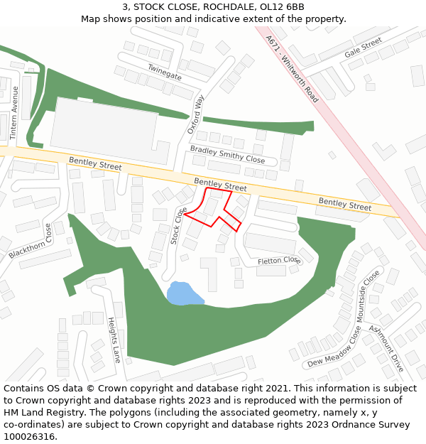 3, STOCK CLOSE, ROCHDALE, OL12 6BB: Location map and indicative extent of plot