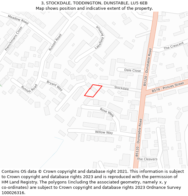 3, STOCKDALE, TODDINGTON, DUNSTABLE, LU5 6EB: Location map and indicative extent of plot