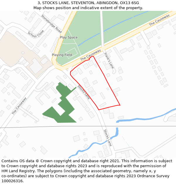 3, STOCKS LANE, STEVENTON, ABINGDON, OX13 6SG: Location map and indicative extent of plot