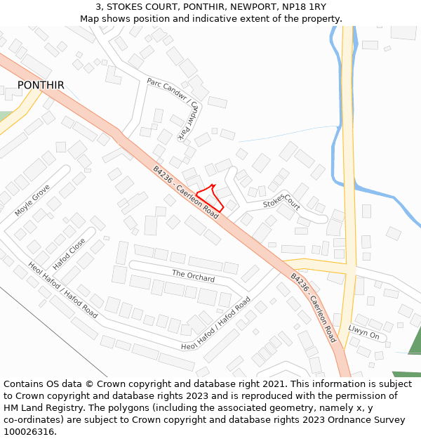 3, STOKES COURT, PONTHIR, NEWPORT, NP18 1RY: Location map and indicative extent of plot