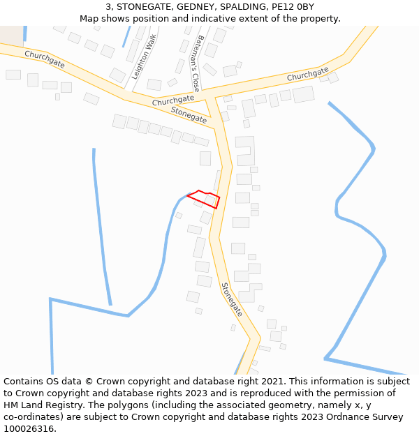 3, STONEGATE, GEDNEY, SPALDING, PE12 0BY: Location map and indicative extent of plot