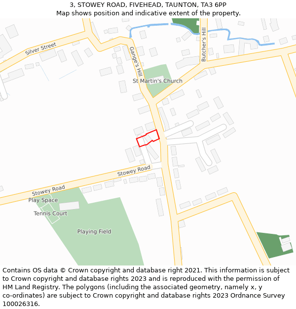 3, STOWEY ROAD, FIVEHEAD, TAUNTON, TA3 6PP: Location map and indicative extent of plot