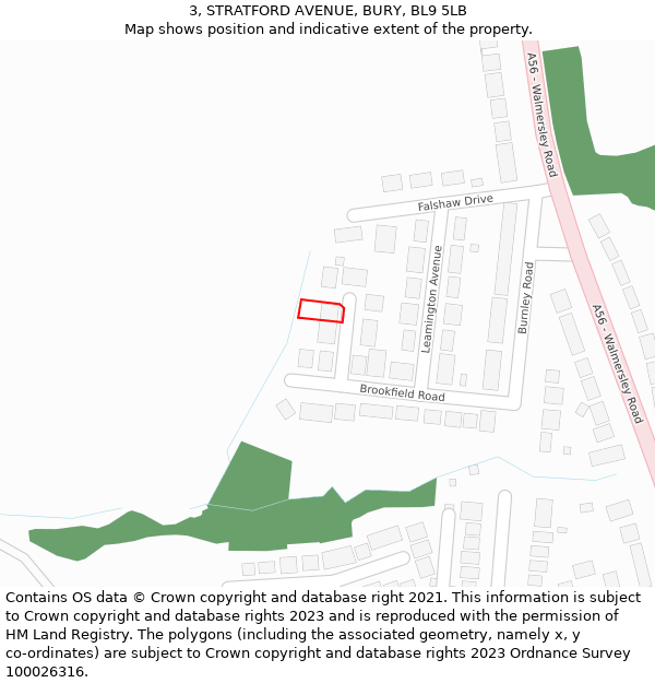 3, STRATFORD AVENUE, BURY, BL9 5LB: Location map and indicative extent of plot