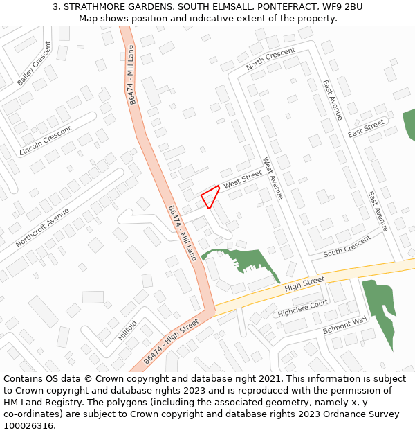 3, STRATHMORE GARDENS, SOUTH ELMSALL, PONTEFRACT, WF9 2BU: Location map and indicative extent of plot