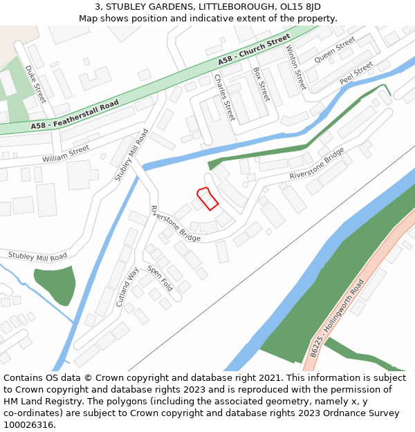 3, STUBLEY GARDENS, LITTLEBOROUGH, OL15 8JD: Location map and indicative extent of plot