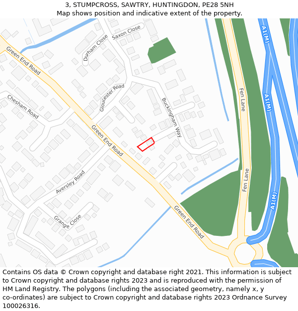 3, STUMPCROSS, SAWTRY, HUNTINGDON, PE28 5NH: Location map and indicative extent of plot