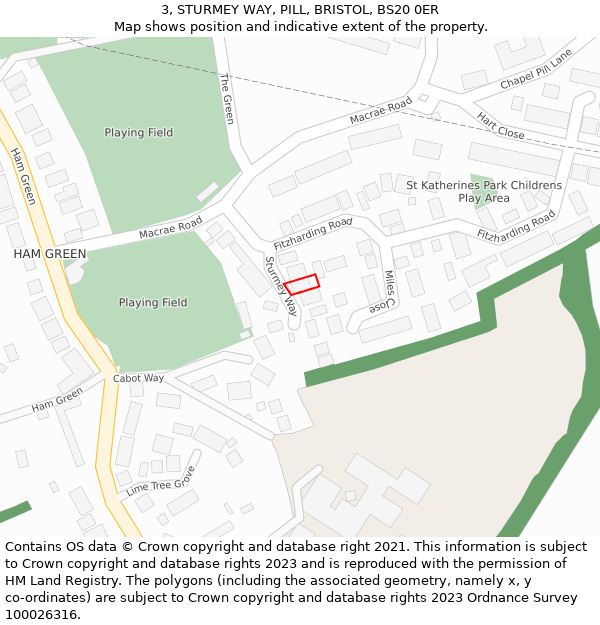 3, STURMEY WAY, PILL, BRISTOL, BS20 0ER: Location map and indicative extent of plot