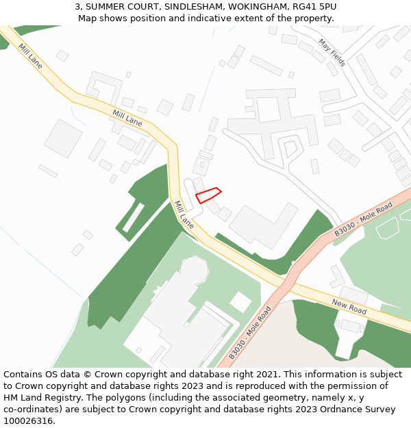 3, SUMMER COURT, SINDLESHAM, WOKINGHAM, RG41 5PU: Location map and indicative extent of plot