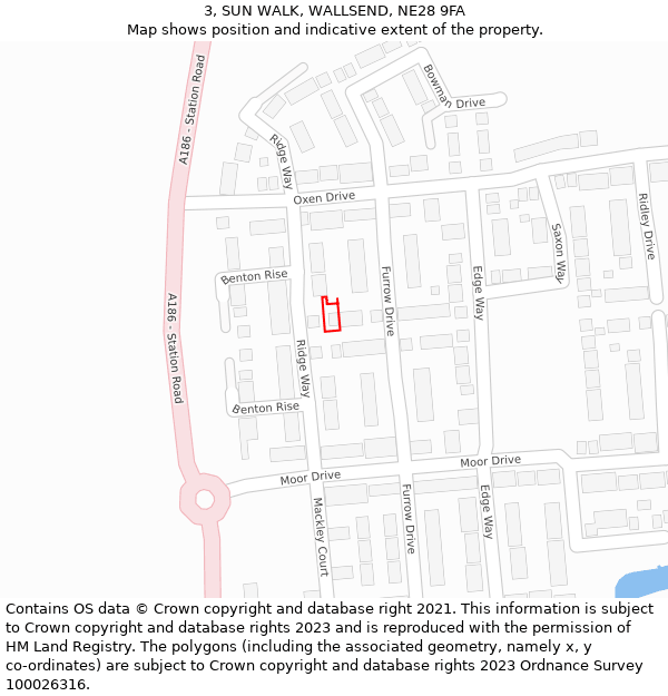 3, SUN WALK, WALLSEND, NE28 9FA: Location map and indicative extent of plot