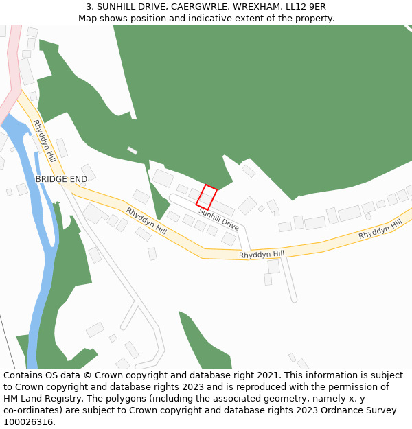 3, SUNHILL DRIVE, CAERGWRLE, WREXHAM, LL12 9ER: Location map and indicative extent of plot