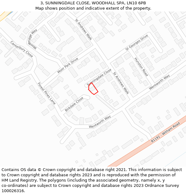 3, SUNNINGDALE CLOSE, WOODHALL SPA, LN10 6PB: Location map and indicative extent of plot