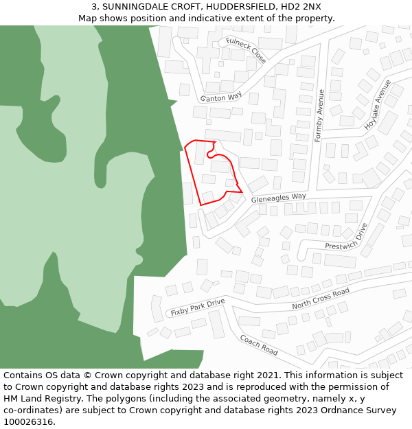 3, SUNNINGDALE CROFT, HUDDERSFIELD, HD2 2NX: Location map and indicative extent of plot