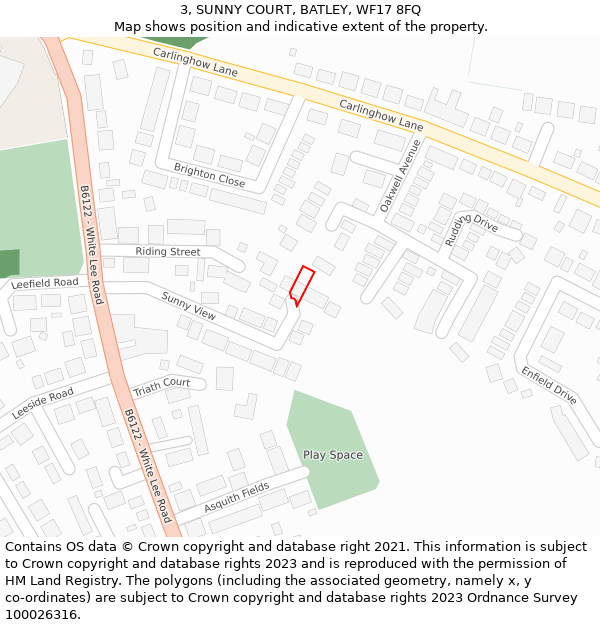 3, SUNNY COURT, BATLEY, WF17 8FQ: Location map and indicative extent of plot