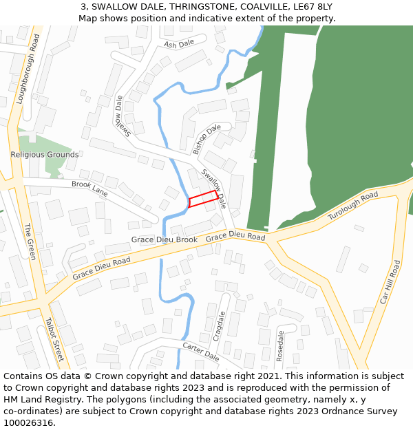 3, SWALLOW DALE, THRINGSTONE, COALVILLE, LE67 8LY: Location map and indicative extent of plot