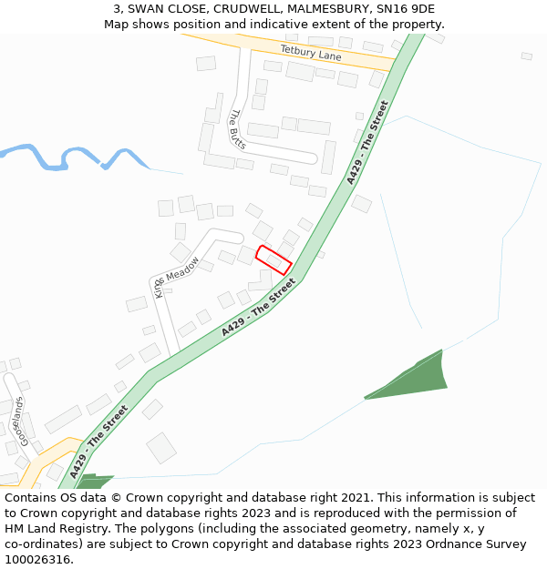 3, SWAN CLOSE, CRUDWELL, MALMESBURY, SN16 9DE: Location map and indicative extent of plot