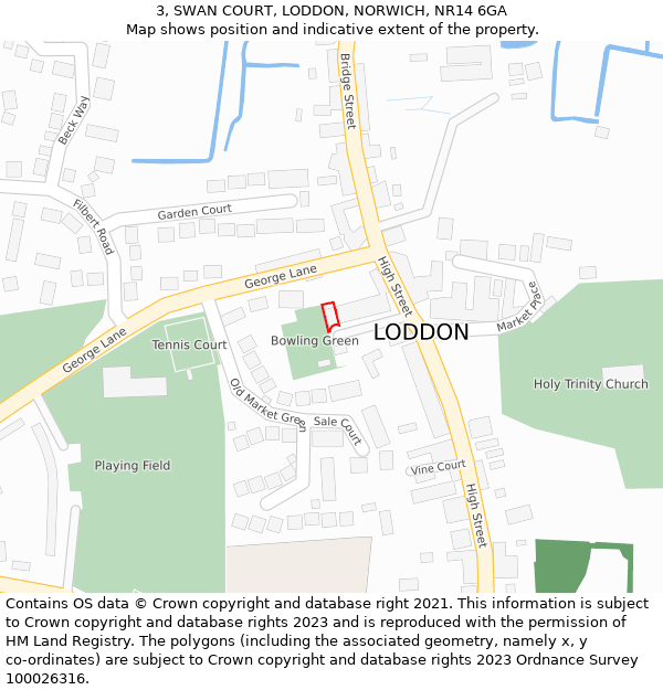 3, SWAN COURT, LODDON, NORWICH, NR14 6GA: Location map and indicative extent of plot