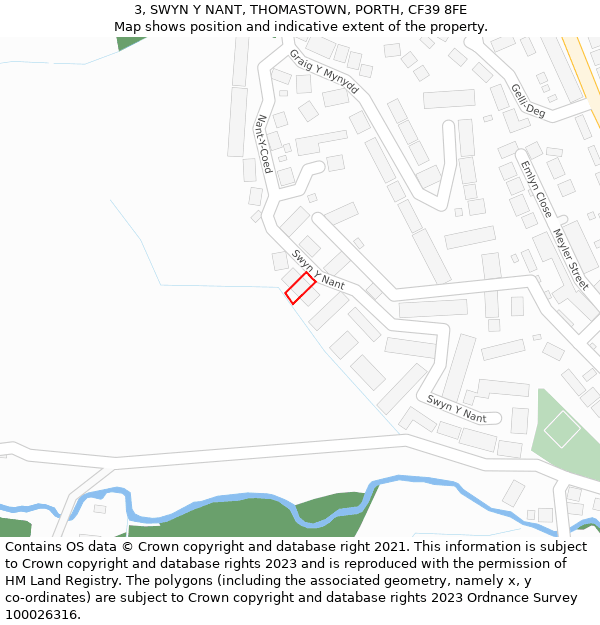 3, SWYN Y NANT, THOMASTOWN, PORTH, CF39 8FE: Location map and indicative extent of plot