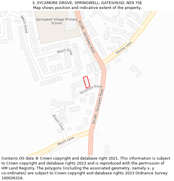 3, SYCAMORE GROVE, SPRINGWELL, GATESHEAD, NE9 7SE: Location map and indicative extent of plot