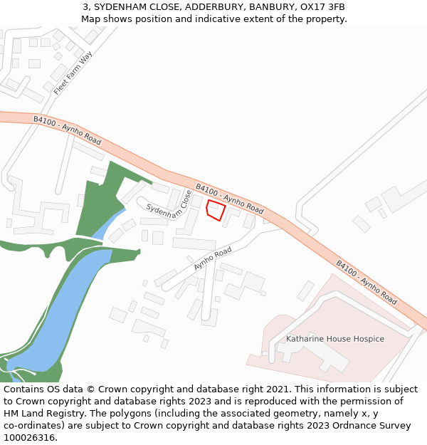 3, SYDENHAM CLOSE, ADDERBURY, BANBURY, OX17 3FB: Location map and indicative extent of plot