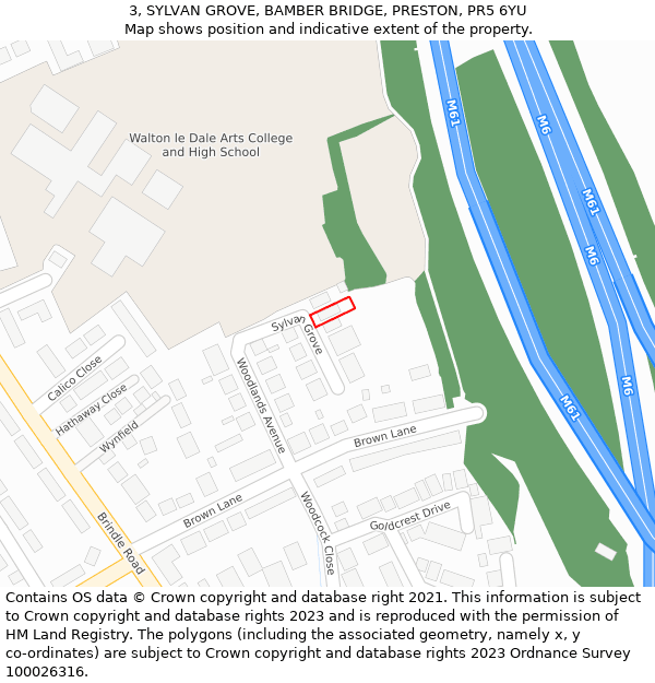 3, SYLVAN GROVE, BAMBER BRIDGE, PRESTON, PR5 6YU: Location map and indicative extent of plot
