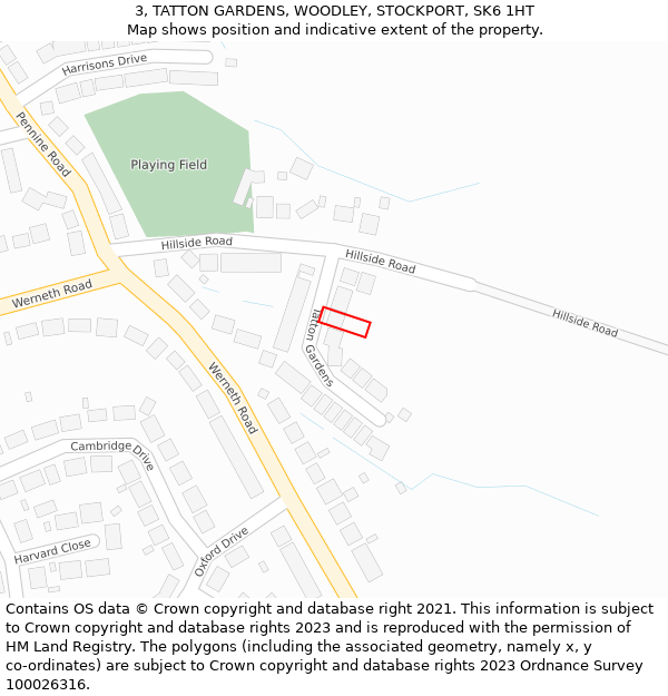 3, TATTON GARDENS, WOODLEY, STOCKPORT, SK6 1HT: Location map and indicative extent of plot