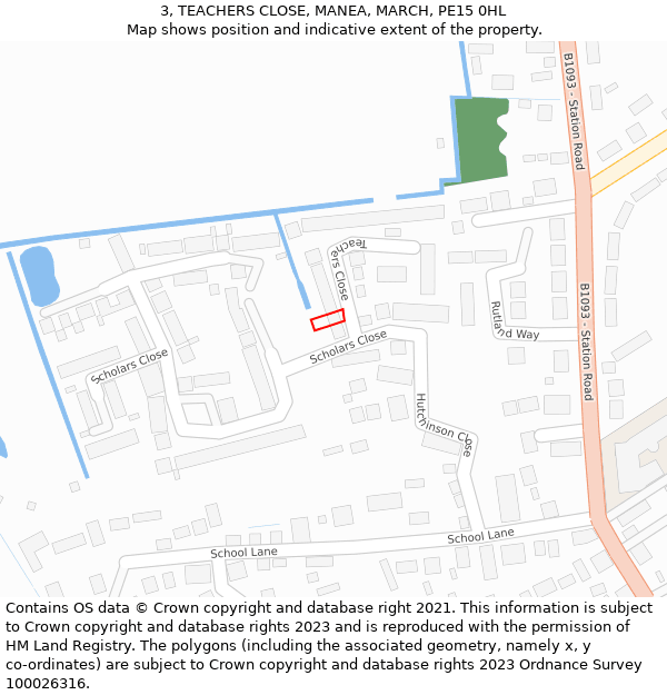 3, TEACHERS CLOSE, MANEA, MARCH, PE15 0HL: Location map and indicative extent of plot