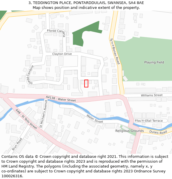 3, TEDDINGTON PLACE, PONTARDDULAIS, SWANSEA, SA4 8AE: Location map and indicative extent of plot