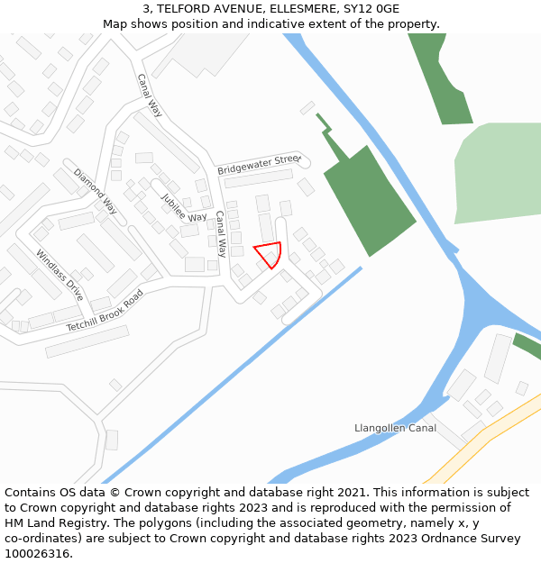 3, TELFORD AVENUE, ELLESMERE, SY12 0GE: Location map and indicative extent of plot
