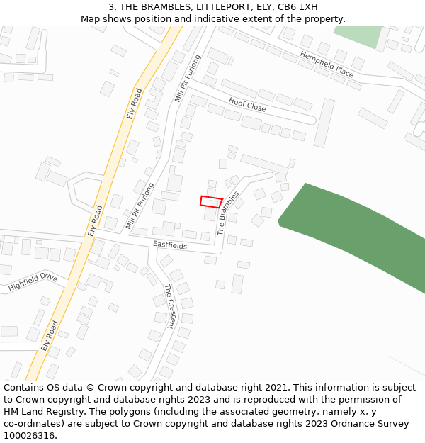 3, THE BRAMBLES, LITTLEPORT, ELY, CB6 1XH: Location map and indicative extent of plot