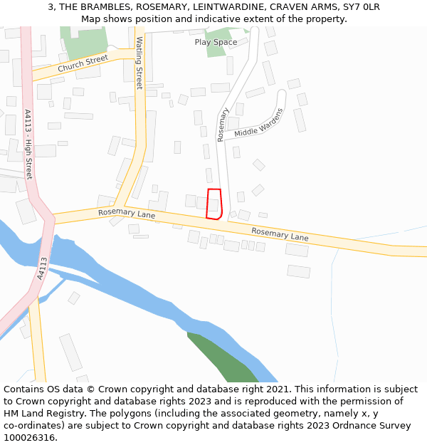 3, THE BRAMBLES, ROSEMARY, LEINTWARDINE, CRAVEN ARMS, SY7 0LR: Location map and indicative extent of plot