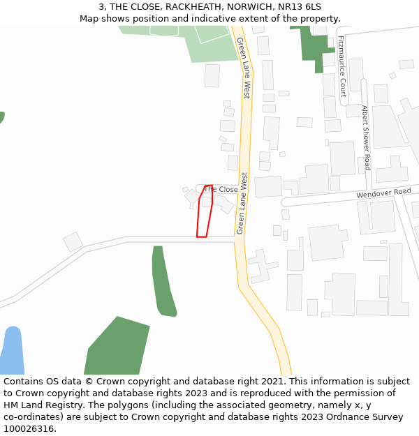 3, THE CLOSE, RACKHEATH, NORWICH, NR13 6LS: Location map and indicative extent of plot