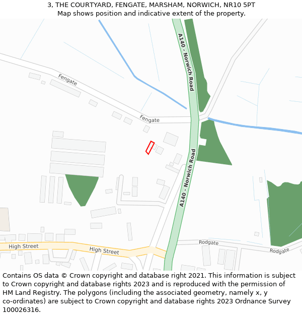 3, THE COURTYARD, FENGATE, MARSHAM, NORWICH, NR10 5PT: Location map and indicative extent of plot