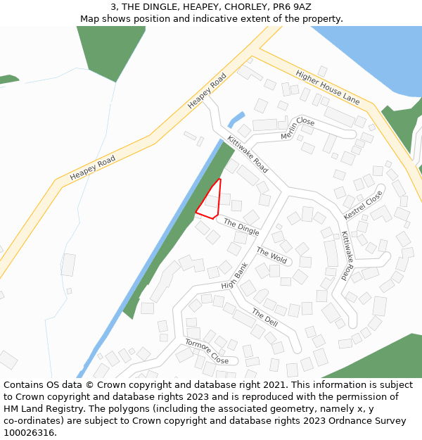 3, THE DINGLE, HEAPEY, CHORLEY, PR6 9AZ: Location map and indicative extent of plot