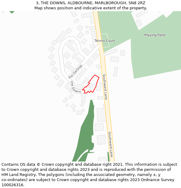 3, THE DOWNS, ALDBOURNE, MARLBOROUGH, SN8 2RZ: Location map and indicative extent of plot