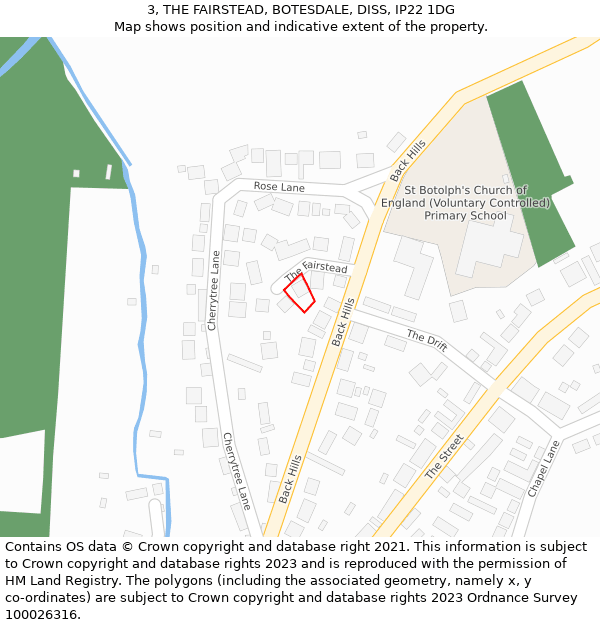 3, THE FAIRSTEAD, BOTESDALE, DISS, IP22 1DG: Location map and indicative extent of plot