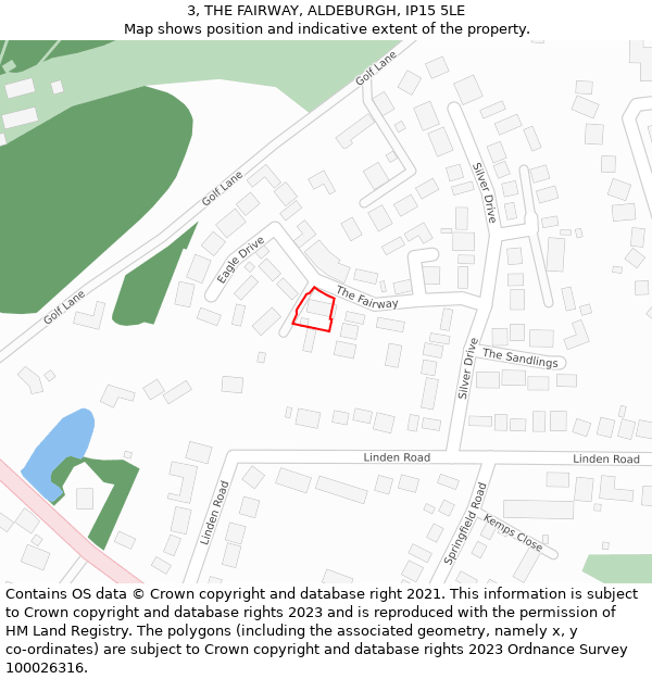 3, THE FAIRWAY, ALDEBURGH, IP15 5LE: Location map and indicative extent of plot