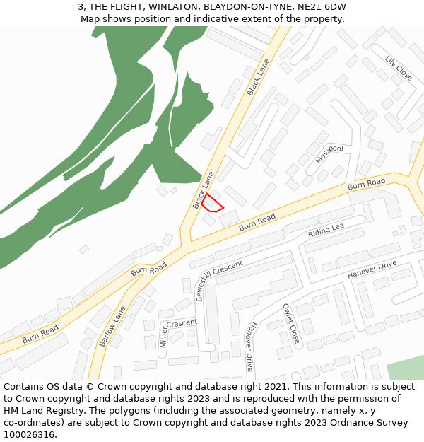 3, THE FLIGHT, WINLATON, BLAYDON-ON-TYNE, NE21 6DW: Location map and indicative extent of plot