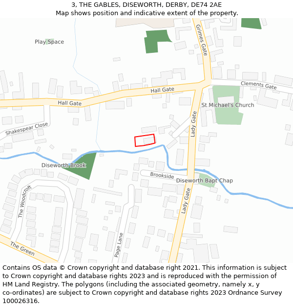 3, THE GABLES, DISEWORTH, DERBY, DE74 2AE: Location map and indicative extent of plot